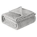 Lifewit Throw Blanket Double Size Waffle Blanket for Couch Sofa Bed Outdoor Travel, Soft Fluffy Cozy Microfiber Fleece Blanket for All Season, Silver Grey, 60x80 inches