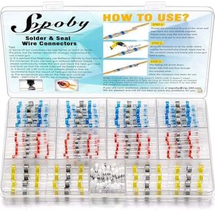 120PCS Solder Seal Wire Connectors - Sopoby Heat Shrink Solder Connectors - Waterproof Solder Butt Connector Kit Insulated Automotive Marine Electrical Wire Terminals