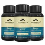 Rasayanam Sleep+ PACK OF 3 | Valerian Root, Lavender, Chamomile | Helps calm & sleep naturally | Non habit forming