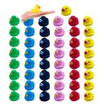 50PCS Mini Rubber Duck Bath Duck Toys for Toddlers Boys Girls,Squeak and Float Yellow Ducks in Bulk Baby Shower Duck Decorations Party Favors (50pcs-Colorful)