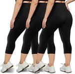 HLTPRO 3 Pack Leggings for Women(S-4XL) - High Waisted Tummy Control Plus Size Soft Pants for Workout Running Yoga