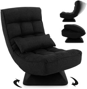 RELAX4LIFE Chaise de Sol Pliable Réglable en 5 Positions, Fauteuil au Sol à 360° et Cadre en Fer Robuste,Chaise de Meditation pour Lire, Reposer (Noir | Style 2)