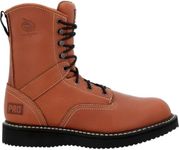 Georgia Boot PRO-Series Men's 8" Lace-Up ASTM Steel-Toe EH-Rated Wedge Work Boot, Full Grain Leather Shoes with Slip and Oil Resistant Midnight Black Outsole, Comfortable Russet-Brown Motorcycle Boots for Men - GB002PRO (Russet Brown, US Footwear Size System, Adult, Men, Numeric, Medium, 11)