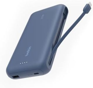 Belkin Batterie Externe (câble intégré, 20K, PD 30 W, Recharge Rapide USB-C Power Delivery, Chargeur Portable pour Tous modèles d’iPhone 16, iPad Pro, Galaxy S25, etc., Bleu)