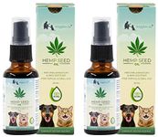 WIGGLES Hemp Seed Oil for Dogs Cats Pain Anxiety Relief, 60ml - Pet Joint Support Stress Calming Massage Oil - Skin Coat Allergies Care Herbal Extract (Pack of 2)