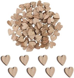 Giantree 100 corazones de madera de 0.5 pulgadas para manualidades, pequeñas rebanadas de madera sin terminar con forma de corazón, para manualidades, para decoración del día de San Valentín,