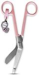 Nurse Scissors - Blunt Tip - Stainless Steel - Design - Distinctive Keyring (Pink)