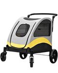 4 Wheels Pet Stroller Breathable Large Dog Pushchair Cat and Dog Trolley with 78cm Entry Door Load Up to 42kg
