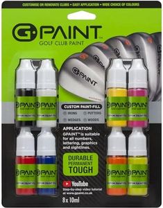 Golf Club Paint (8 Pack) Contains Black, White, Red and Blue, Yellow, Pink, Green and Orange. Paint Fill Numbers Letters, Logos onto Existing Golf Club Graphics