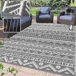 Outdoor Rugs for Garden,245x 150cm Outdoor Rug Waterproof Outdoor Carpet,Plastic Straw Rug Portable Camping Rug,Patio Decor and Rug for RV, Patio, Backyard, Deck, Picnic,Beach- Grey