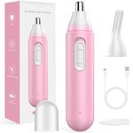 Nose Hair Trimmer for Women Rechargeable: 2024 Painless Ear and Nose Hair Trimmer, Eyebrow & Facial Trimmer with Powerful Motor and Dual Edge Blades IPX7 Waterproof for Easy Cleansing, Pink
