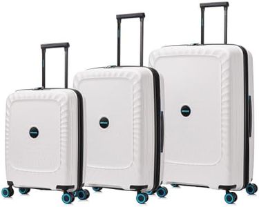 befound Luggage Expandable 5 Piece Sets(14/18/20/24/28) PP Lightweight Spinner Suitcase With TSA Lock & YKK Zipper, 3PC-White, Extra Large