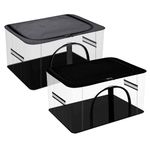 Kuber Industries (Set of 2) Transparent Storage Box for Clothes | Bedding, Bedsheet, Blanket Bags for Winter Wear | Saree & Lehenga Covers with Zip | Almirah/Underbed Organiser (Dark Grey & Black)