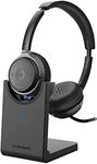 Avantree Alto Clair - Bluetooth Headset with Detachable Microphone & Charging Stand, aptX HD Sound, Clear Talking, Mute Function, Low Latency, Wireless Headphones with Mic for Computer, PC, Laptop