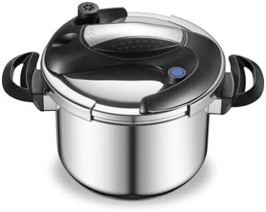 Stainless Steel Pressure Cooker, 6.3 QT Olla De Presion, Easy One-Hand Open & Close, Stay-Cool Handles, Multi-Purpose Steamer Pot, Induction, Gas & Electric Compatible