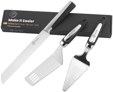 PAXNOK Pie Server Spatula and Cake Cutter Slicer, Stainless Steel Set - Kitchen Essentials for Cutting & Serving Desserts, Brownies, Lasagna (Black, 13 inches)