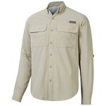 BASSDASH Men's Performance Fishing Hiking Shirt UPF 50 Button Down Long Sleeve Quick Dry FS21M, Khaki, Large