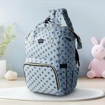 LuvLap Multifunctional Waterproof Diaper Bag for Mothers for Travel, Mother Travel Bag, Premium Oxford Waterproof Material, 24L Large storage capacity with 15 pockets, Grey Stars (all over print)