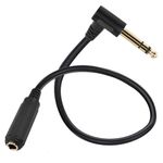 Right Angle 6.35 male to female cable, 1/4 Stereo TS Headphone Extension Cord for Guitar AMP Synths Amplifier Speaker Piano 50cm (Stereo)