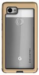 Ghostek Atomic Slim Pixel 2 XL Clear Case with Space Metal Bumper Super Heavy Duty Protection Shockproof Military Grade Aluminum Wireless Charging Compatible 2017 Google Pixel 2 XL (6 Inch) - (Gold)