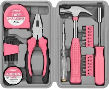 Hi-Spec Kit di 24 attrezzi per il FAI DA TE per donne. Piccola cassetta degli attrezzi con tutti i fondamentali attrezzi in formato ridotto per Casa & Ufficio