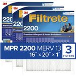 Filtrete MPR 2200 16 x 20 x 1 Healthy Living Elite Allergen Reduction HVAC Air Filter, Delivers Cleaner Air Throughout Your Home, 3-Pack