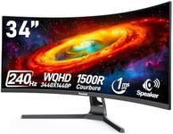 Gawfolk 34 inch ultrawide Curved Gaming Monitor, UWQHD 3440x1440, 1500R PC Screen,240hz Refresh Rate Curved Computer Screen with FreeSync, Built-in Speaker