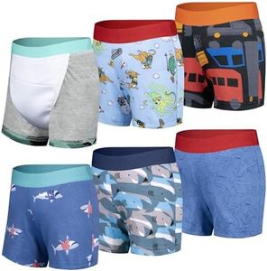 BIG ELEPHANT 6 Pack Toddler Potty Training Pants for Boys and Girls – 100% Cotton,Unisex Absorbent Boxer Style