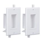 Cable Wall Plate 2 Pack Decotive Recessed Wall Plate with Easy Mount Wings Side Opening for Low Voltage Wall Plate WI1010-2