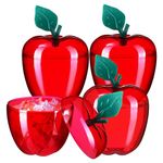 CHILDWEET 4pcs Creative Red Apple Plastic Jar Sugar Jar Candy Jar Candy Storage Jars Apple Bobbing Container Candy Dish Plastic Bobbing Apples Decor Candy Cans Candy Bowl Autumn