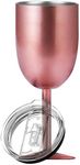 Stainless Steel Wine Glass Tumbler, Vacuum Double Wall Insulated with lid, Luxury Cold Drink Glass, Champagne Unbreakable Travel Goblets Drinkware for Outdoor, Camping, Wedding Anniversary (Rose Gold)