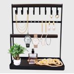 Sanshaoye Jewelry Organizer, 3-Tier Necklace, Bracelet, Earrings, Rings Holder Stand, Jewelry Tower for Home and Store Display, Ideal Gifts for Women and Girls (Black)