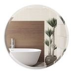 ANYHI Wall Mirror Frameless 45.7cm Round Mirror for Bathroom Hallway Bedroom Living Room