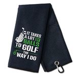 DYJYBMY It Takes A Lot of Ball Funny Golf Towel, Embroidered Golf Towels for Golf Bags with Clip, Men's Golf Accessories, Fathers Day Birthday Retirement Gifts for Golf Fan Dad