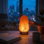 Global Aroma Himalayan Rock Salt Lamp 1–2 Kg | Natural Pink Salt Night LED Lamp with Wooden Base for Home, Bedroom, Office & Meditation