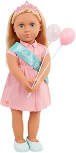 Our Generation – 18-Inch Birthday Doll – Lifelike Blue Eyes & Dark – Blonde Hair – Party Dress, Sash & Balloons – Pretend Play 3+ Years – Brenna