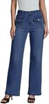 luvamia Women Blue Jeans Work Jeans for Women Jeans for Women Trendy Stretch Wide Leg Womens Jeans High Rise Jeans for Women Wide Leg Trousers Women Reef Blue Size Small US Size 4 to Size 6