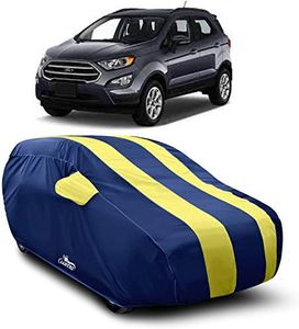 DREAM STORE - Water Resistant - dust Proof - car Body Cover for Ford Ecosport car Cover - Water Resistant UV Proof - car Body Cover (Strips Yellow with Mirror Pockets)