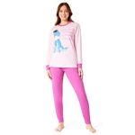 Disney Stitch Womens Pyjamas Set Nightwear Eeyore Minnie Mouse Long PJs Lounge Wear Women Teenagers S-2XL Stitch Gifts (Pink Eeyore, L)