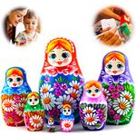 Russian Nesting Dolls Handmade Matryoshka Dolls 5.3 in - Traditional Russian Nesting Dolls for Kids - Stacking Nesting Doll Set 7 pcs