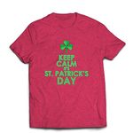 lepni.me Mens T-Shirt Keep Calm It's St Patricks Day,Irish Proverbs & Quotes (L Heather Red Multi Color)