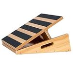 Professional Mid-Size Wooden Slant Board, Adjustable Incline Board and Calf Stretcher - Extra Side-Handle Design for Portability - 16" X 12.5", 5 Positions (200 KG Capacity, Partial-Coverage)