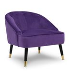 Modern Cozy Purple Velvet Accent Slipper Bedroom Chair, Compact Occasional Cocktail Chair for Coffee Table Corner Living Room Office, Small Single Dressing Table Vanity Makeup Armchair