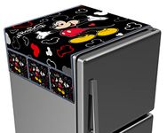 Kuber Industries Disney Print Satin Fridge Top Cover with 6 Utility Side Pockets (Black)