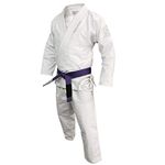 Reevo Eclipse BJJ Gi - Lightweight Brazilian Jiu Jitsu Uniform Includes, Jacket, Pants, and Drawstring Knapsack (A5, White)