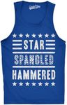 Mens Star Spangled Hammered Funny Shirts Workout Sleeveless Fitness Tank Top Funny Workout Shirt for Men Patriotic Tank Top for Men Funny Drinking Tank Top Royal M