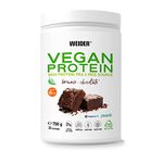 Weider Vegan Protein (750g) Brownie-Chocolate Flavour. 23g Protein/dose, Pea Isolate (Pisane) & Rice Protein. With Vitamin B12 & Stevia. Gluten Free, Sugar Free. Packaging 50% Recycled 100% Recyclable