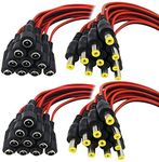 20 Pair DC Power Pigtail Male & Female Cable (Upgraded 18AWG) with 2.1mm x 5.5mm Connectors for Home Security Surveillance Camera Power Adapter and Party Lighting Power Connection