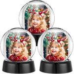 Suzile 3 Pcs Photo Snow Globe with Black Base Christmas Crafts Double Sided Display Christmas Snow Globes Photo Frame Clear Plastic Snow Water Globe Picture Frame for Christmas Home Decoration Gift