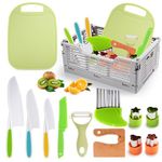 Toys for 3-8 Year Old Girls Boys, Exssary Toddler Knife Set 3 4 5 6 7 8 Girl Gifts Kids Safe Knives for Real Cooking Cutting Crinkle Cutter Birthday Gift for Kids 3-6 6-8 Green